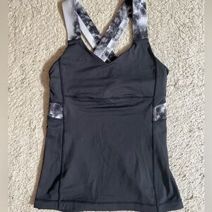 Lululemon Push Ur Limits Tank Coal Black Roses Print Top